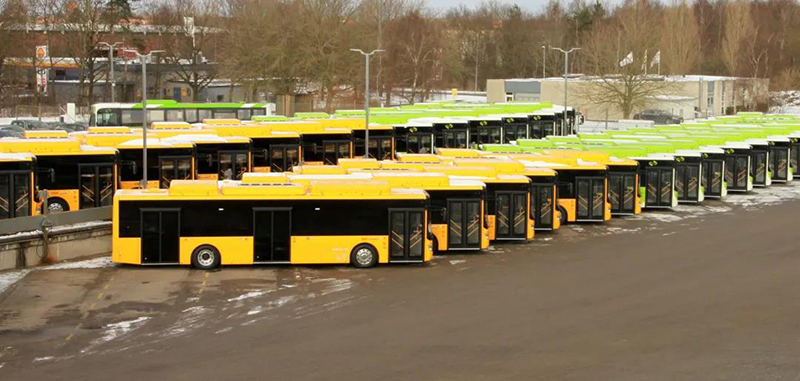 ¡Buen inicio del año! 55 buses YUTONG modelo E12 exportados a Dinamarca con % de mercado más de 60%